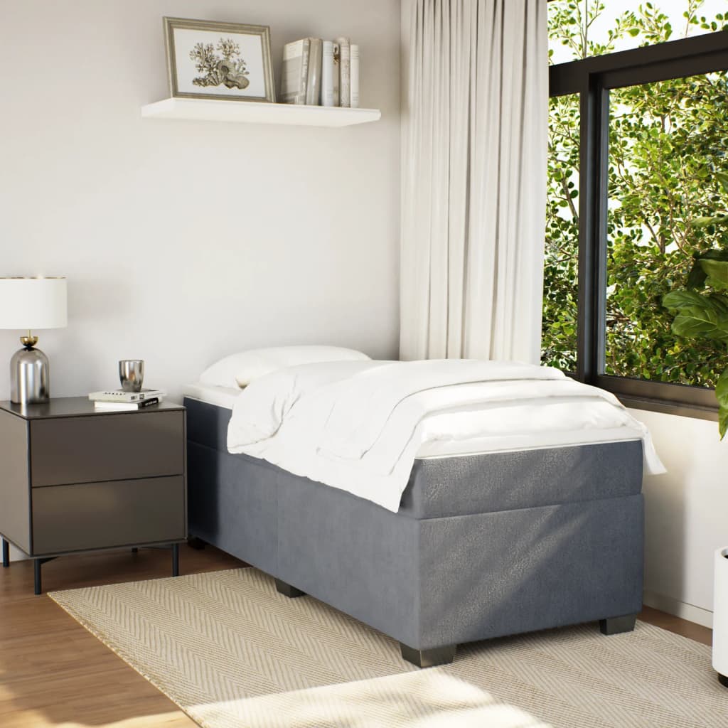 vidaXL Boxspring met matras fluweel donkergrijs 80x200 cm afbeelding