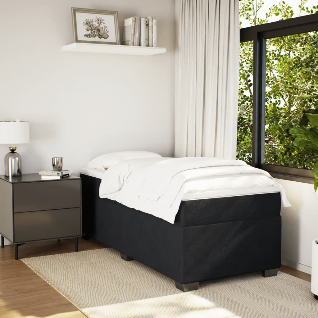 vidaXL Boxspring met matras fluweel zwart 80x200 cm afbeelding