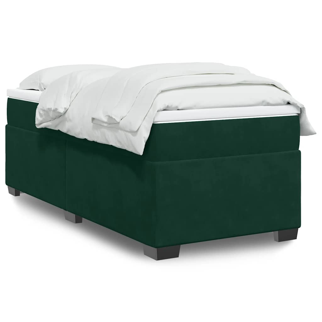 vidaXL kontinentalseng med madras 80x200 cm fløjl mørkegrøn