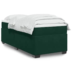 Box spring postel s matrací tmavě zelená 80 x 200 cm samet - obrázek 1