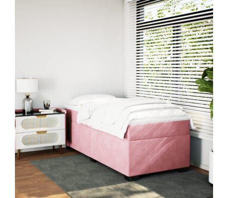 vidaXL Lova su spyruoklėmis ir čiužiniu, rožinė, 80x200cm, aksomas