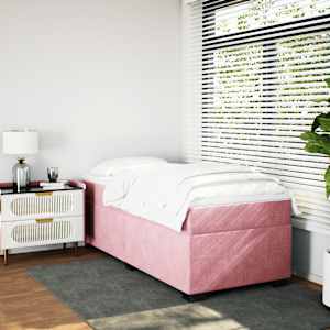 vidaXL Lova su spyruoklėmis ir čiužiniu, rožinė, 80x200cm, aksomas