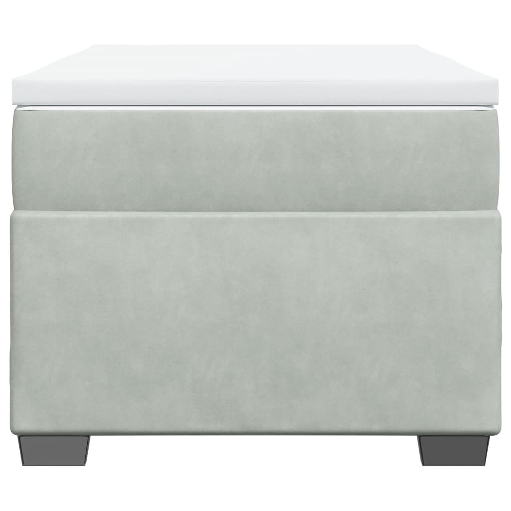 vidaXL Boxspring met matras fluweel lichtgrijs 90x190 cm grijs, foto 4