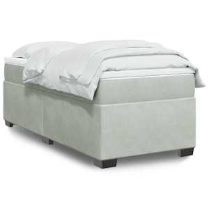 Box spring postel s matrací světle šedá 90x190 cm samet - obrázek 1