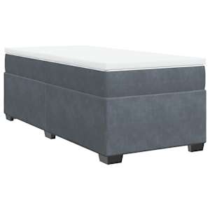 Box spring postel s matrací tmavě šedá 90x190 cm samet - obrázek 2