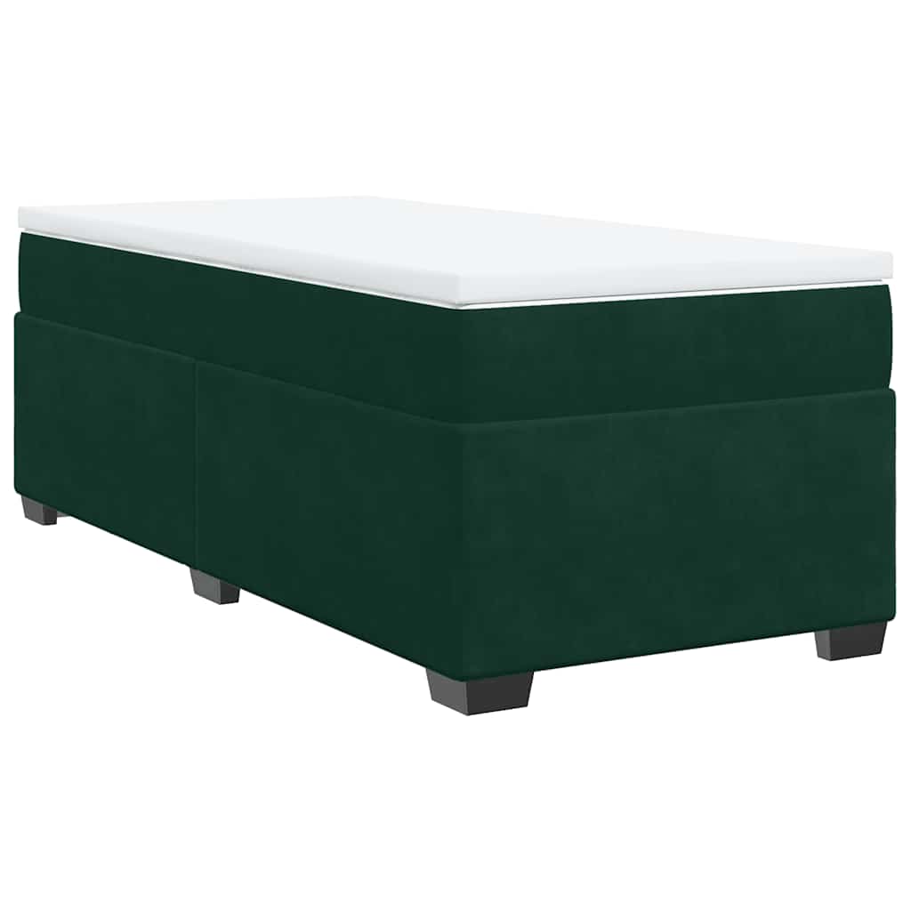 vidaXL Pat box spring cu saltea, verde închis, 90x190 cm, catifea