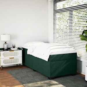 Box spring postel s matrací tmavě zelená 90x190 cm samet - obrázek 3