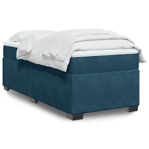 Box spring postel s matrací tmavě modrá 90x190 cm samet - obrázek 1