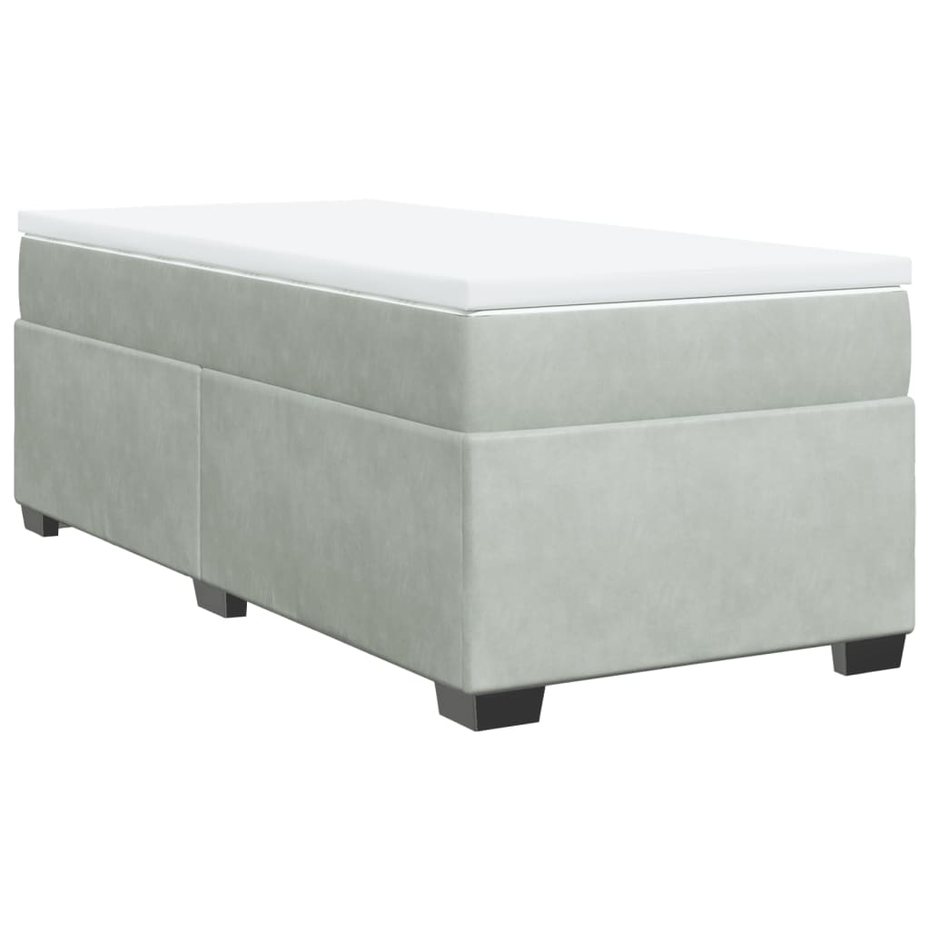 vidaXL Boxspring met matras fluweel lichtgrijs 90x200 cm grijs, foto 3