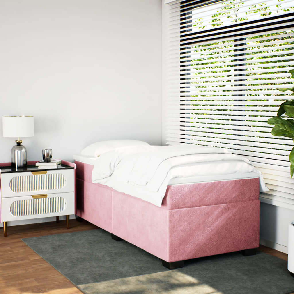 vidaXL Boxspring met matras fluweel roze 90x200 cm, foto 2