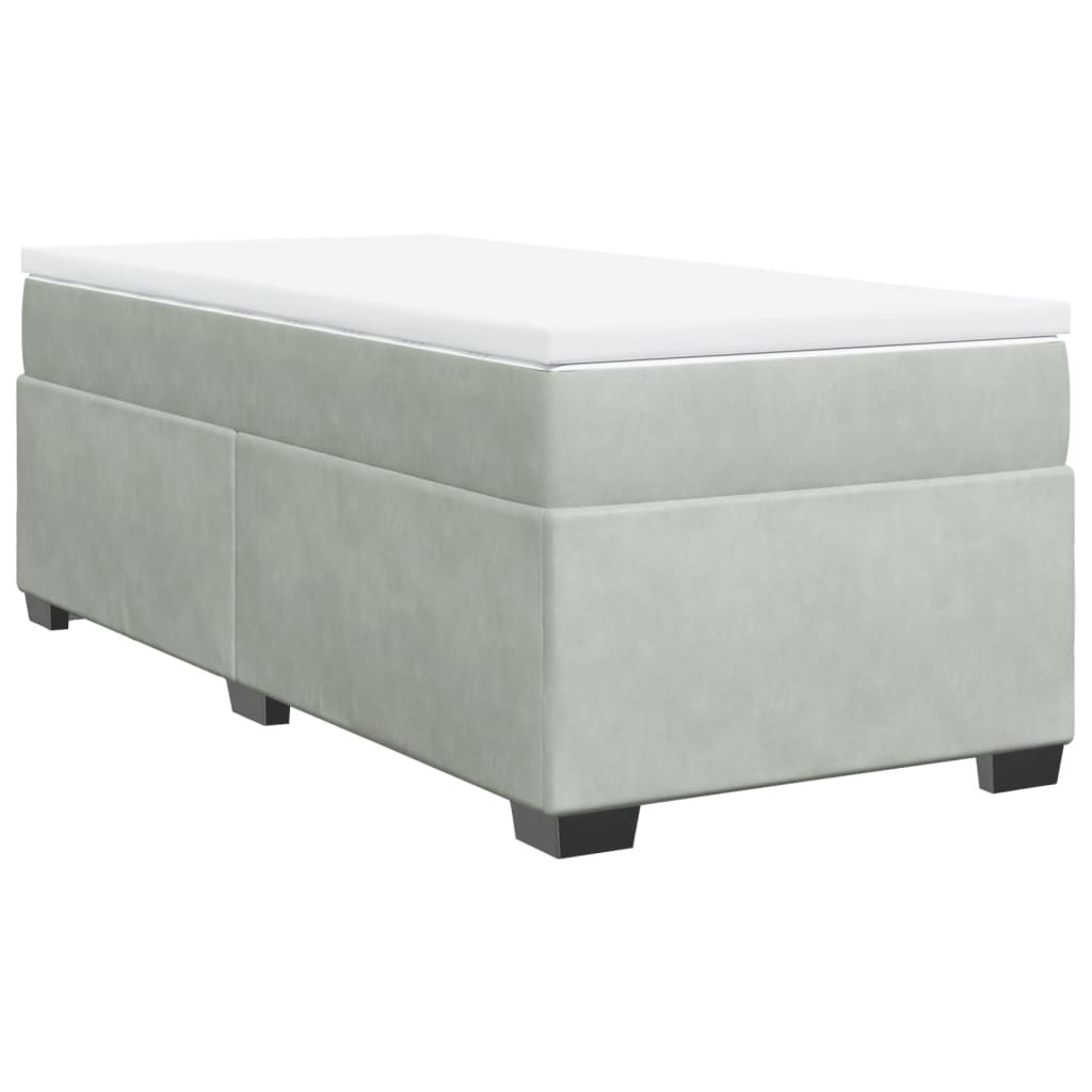 vidaXL Boxspring met matras fluweel lichtgrijs 100x200 cm grijs, foto 3