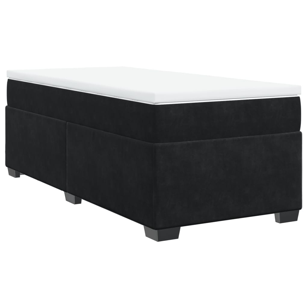 vidaXL Pat box spring cu saltea, negru, 100x200 cm, catifea