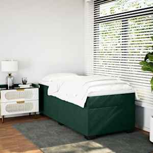 Box spring postel s matrací tmavě zelená 100x200 cm samet - obrázek 3
