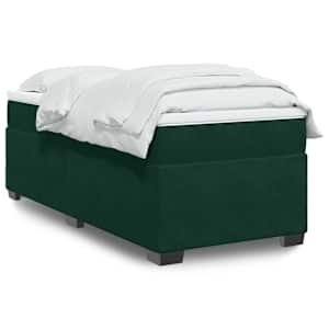 Box spring postel s matrací tmavě zelená 100x200 cm samet - obrázek 1