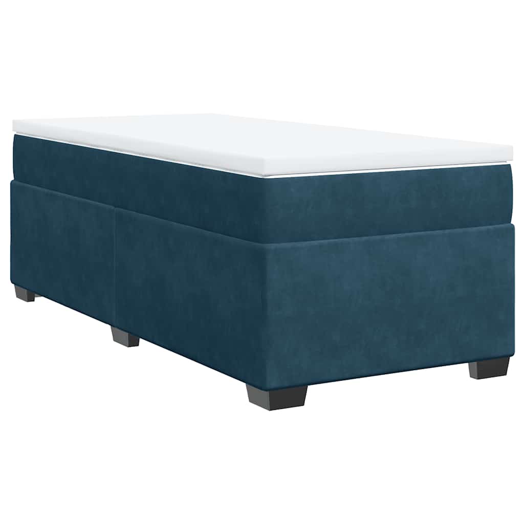 vidaXL Boxspring met matras fluweel donkerblauw 100x200 cm blauw, foto 3