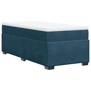 Box spring postel s matrací tmavě modrá 100x200 cm samet - obrázek 9