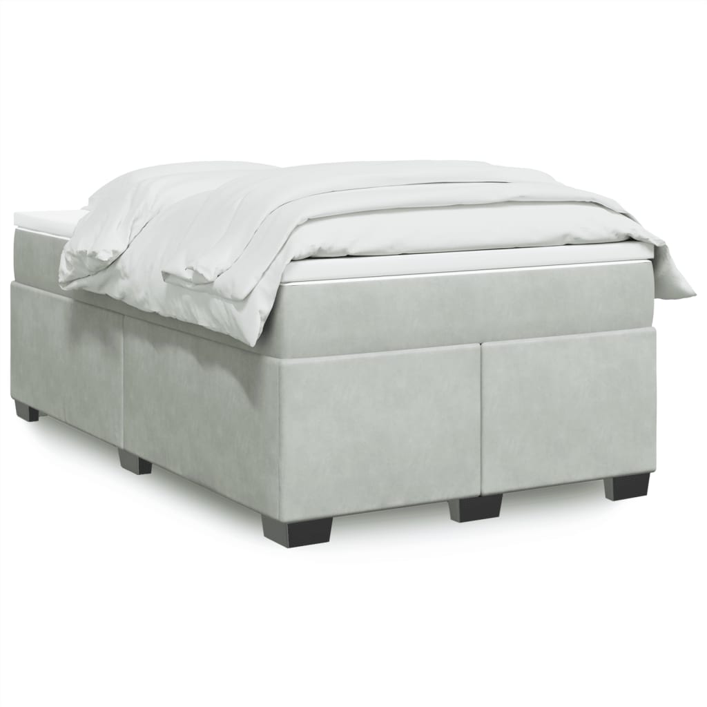 Kontinentalseng med madras og topmadras 120×190 cm - velour, lysegrå