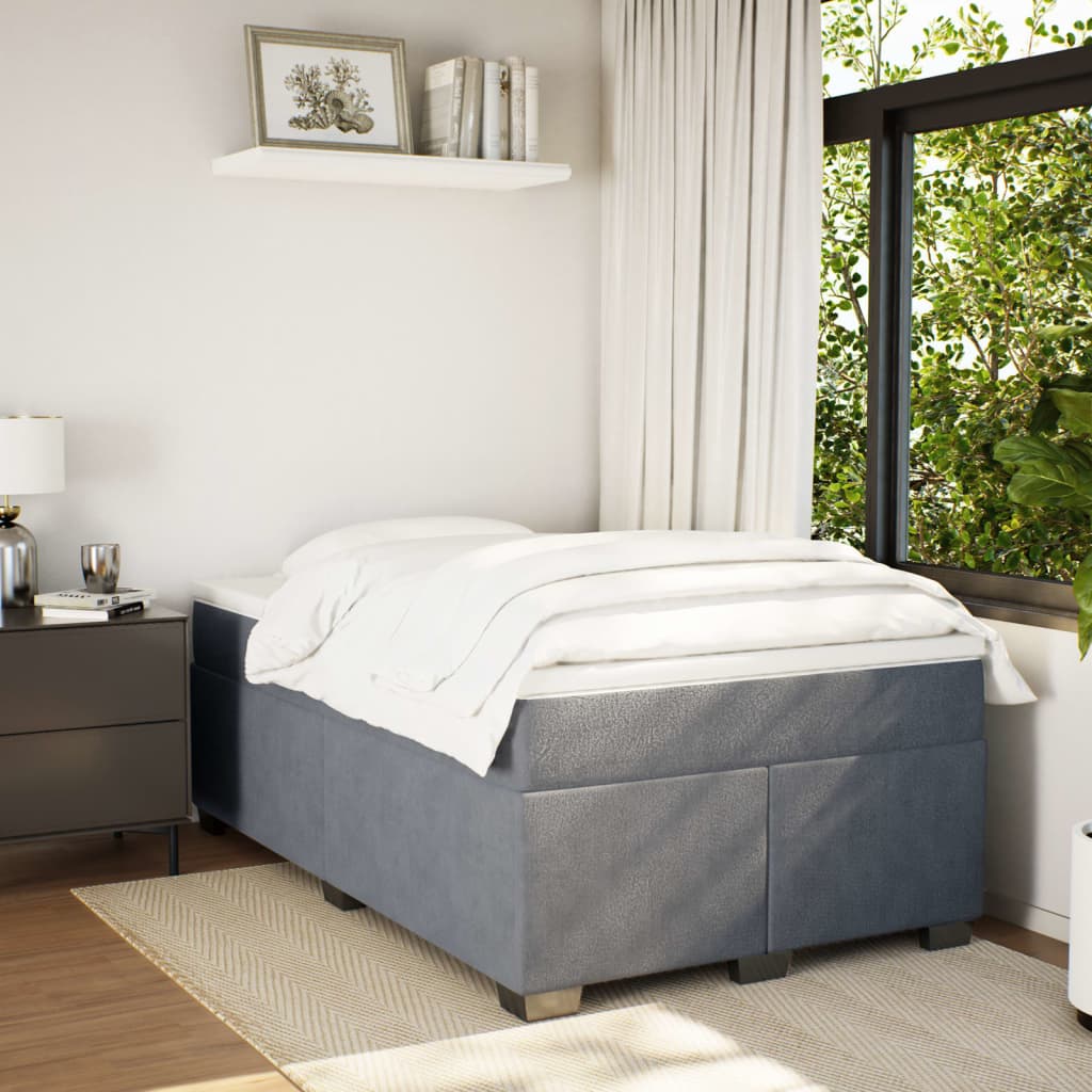 vidaXL Boxspring met matras fluweel donkergrijs 120x190 cm grijs, foto 2