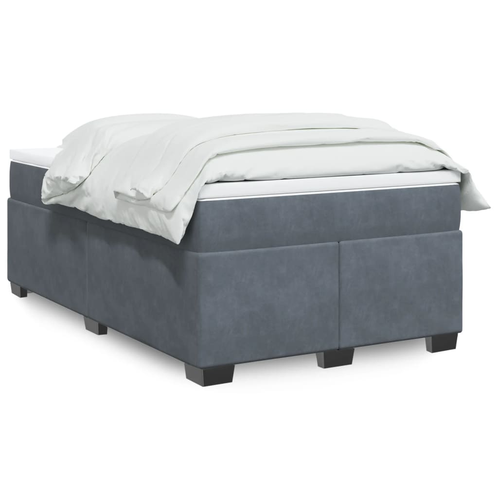 vidaXL Boxspringbett mit Matratze Dunkelgrau 120x190 cm Samt