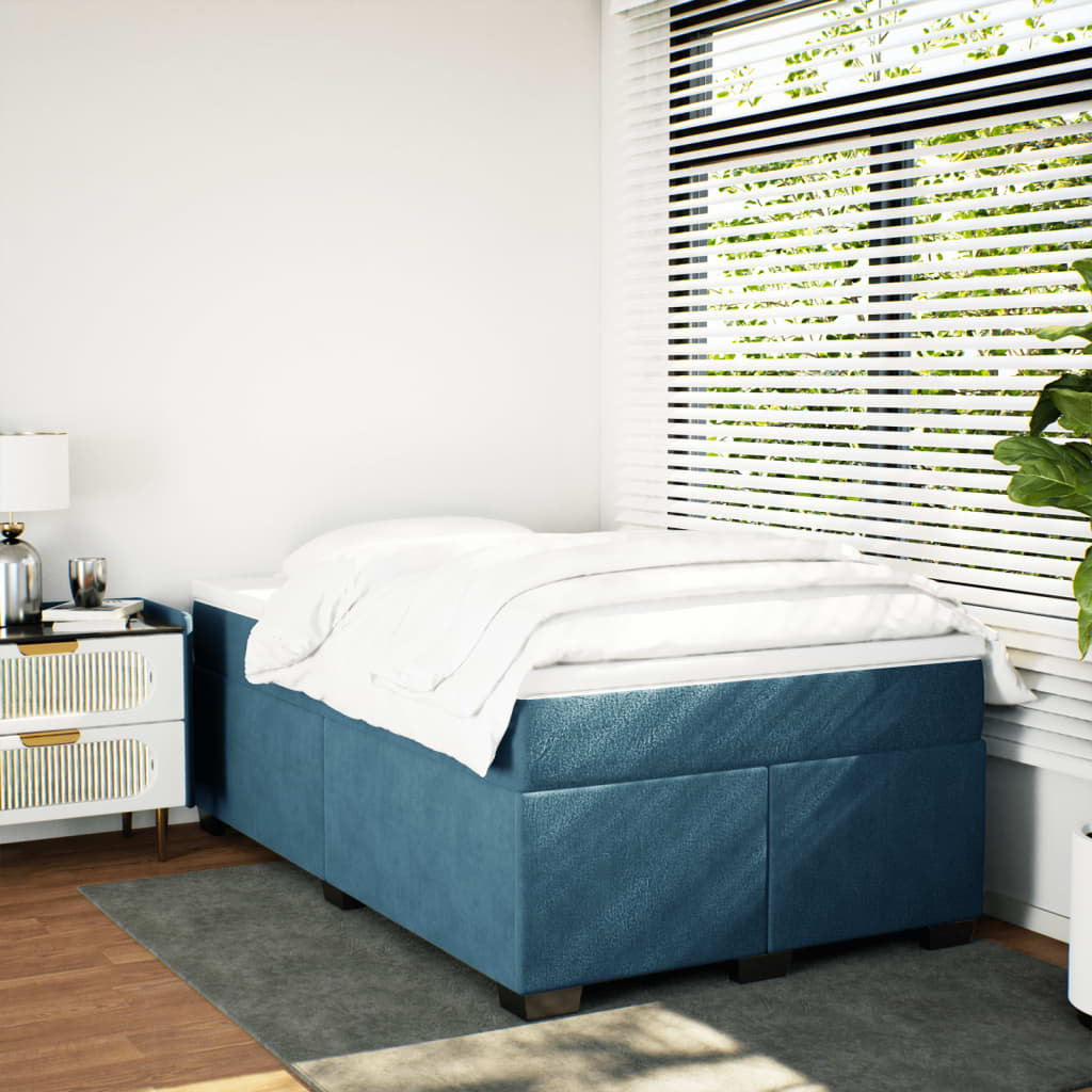 Thumbnail - vidaXL Boxspringbett mit Matratze Dunkelblau 120x190 cm Samt