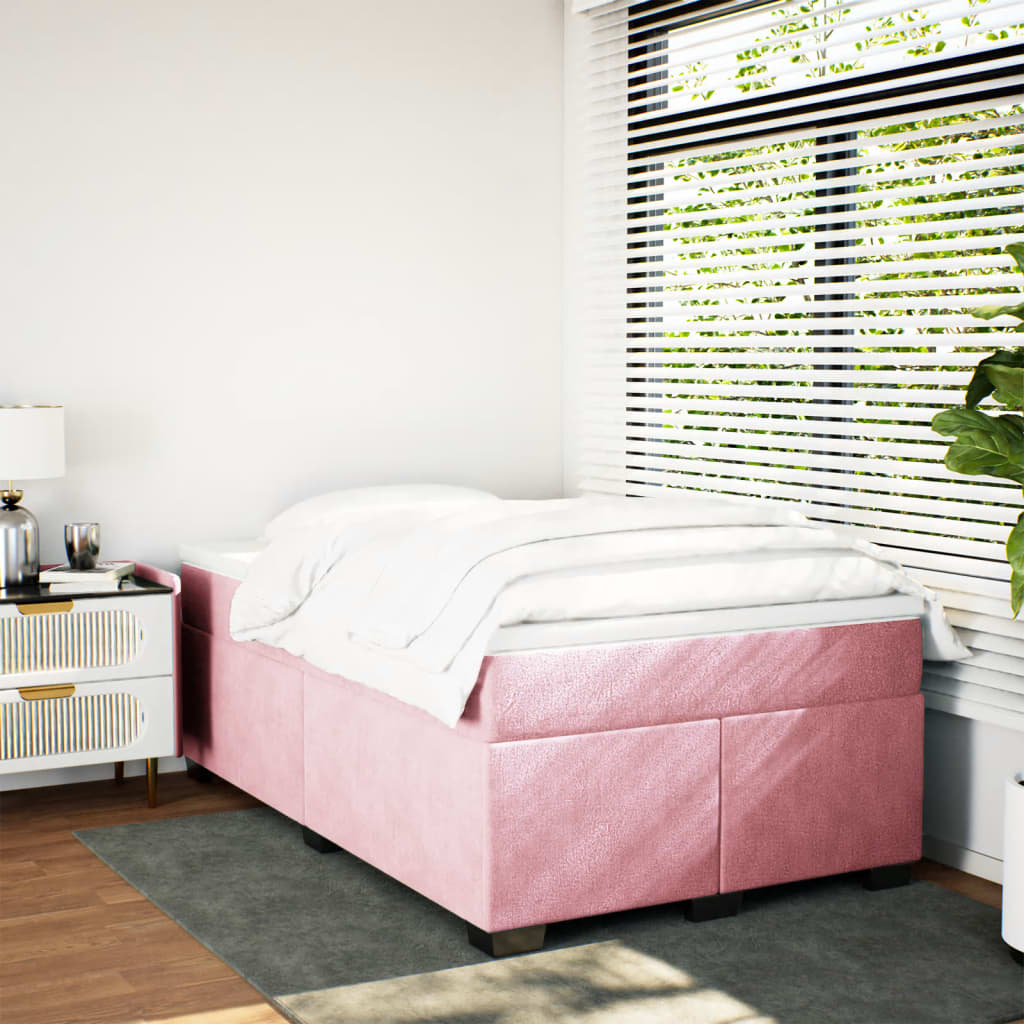 vidaXL Boxspring met matras fluweel roze 120x190 cm, foto 2