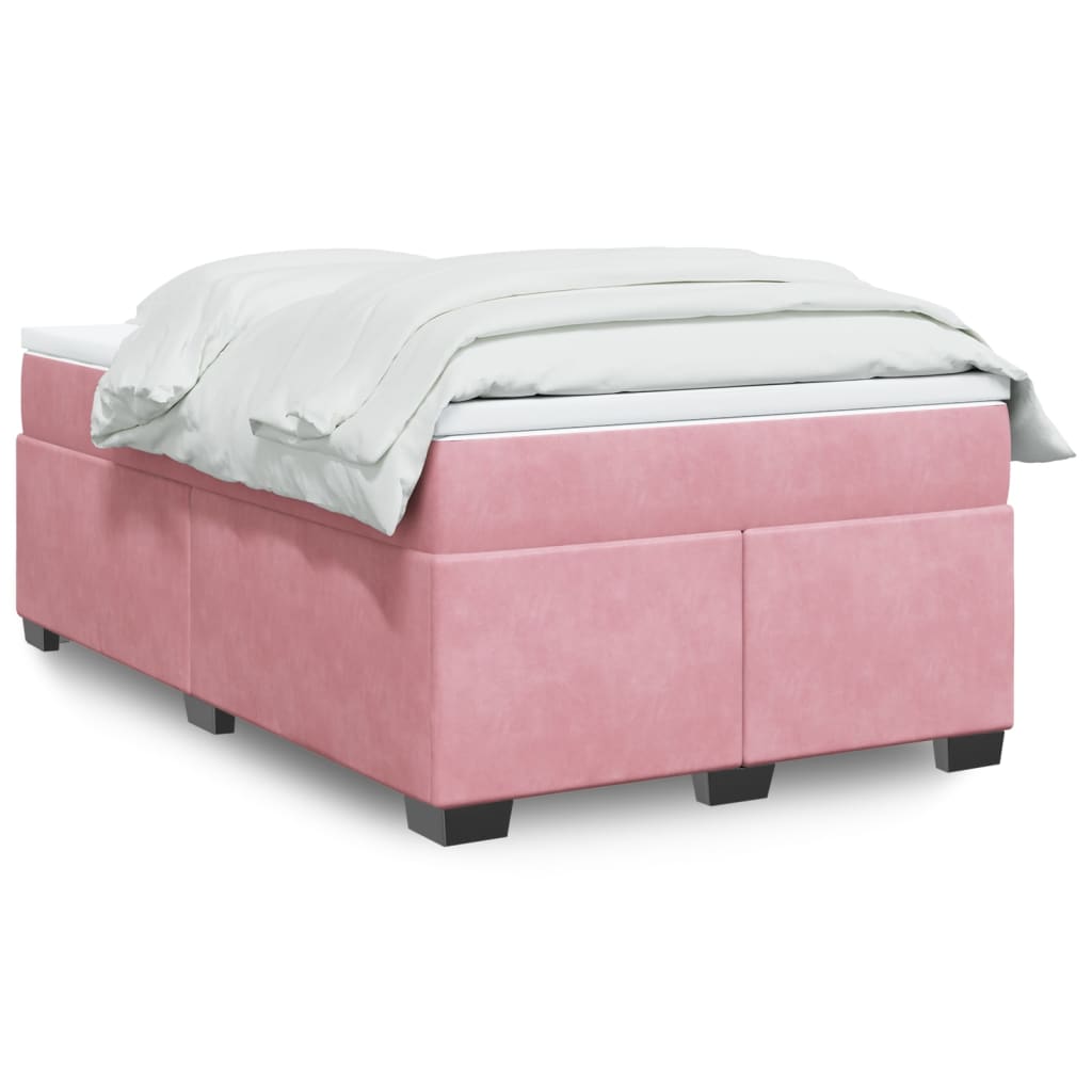 Boxspringbett mit Matratze Rosa 120×190 cm Samt