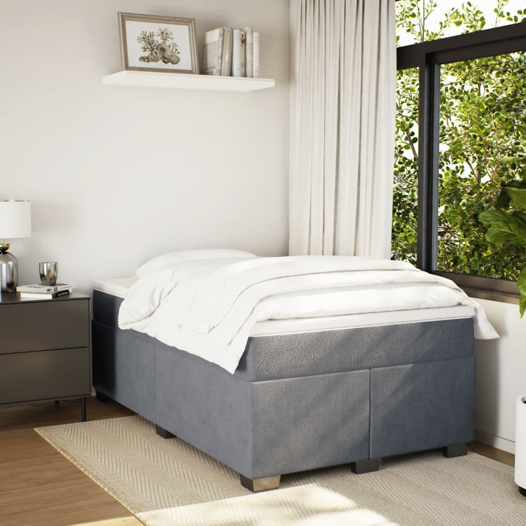 vidaXL Boxspring met matras fluweel donkergrijs 120x200 cm afbeelding