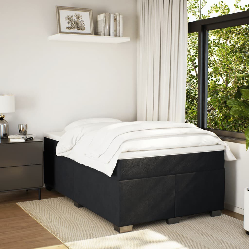 vidaXL Boxspring met matras fluweel zwart 120x200 cm afbeelding