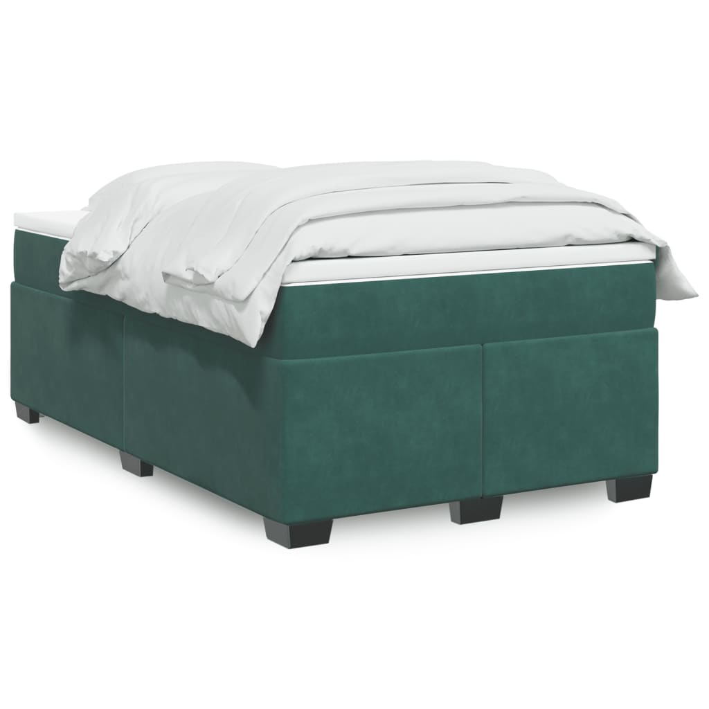 vidaXL Pat box spring cu saltea, verde închis, 120x200 cm, catifea