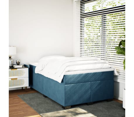 vidaXL Box Spring Bed with Mattress Dark Blue 120x200 cm Velvet