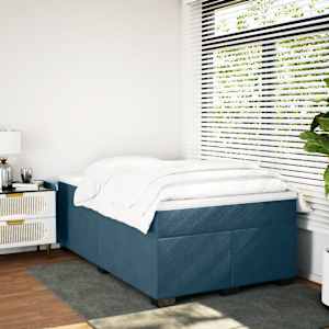 Box spring postel s matrací tmavě modrá 120 x 200 cm samet - obrázek 3