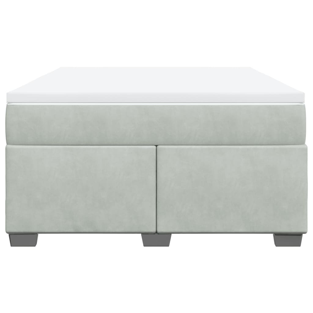 vidaXL Boxspring met matras fluweel lichtgrijs 140x190 cm grijs, foto 4