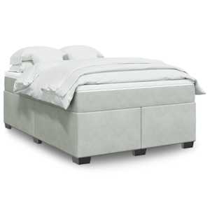 Box spring postel s matrací světle šedá 140x190 cm samet - obrázek 1