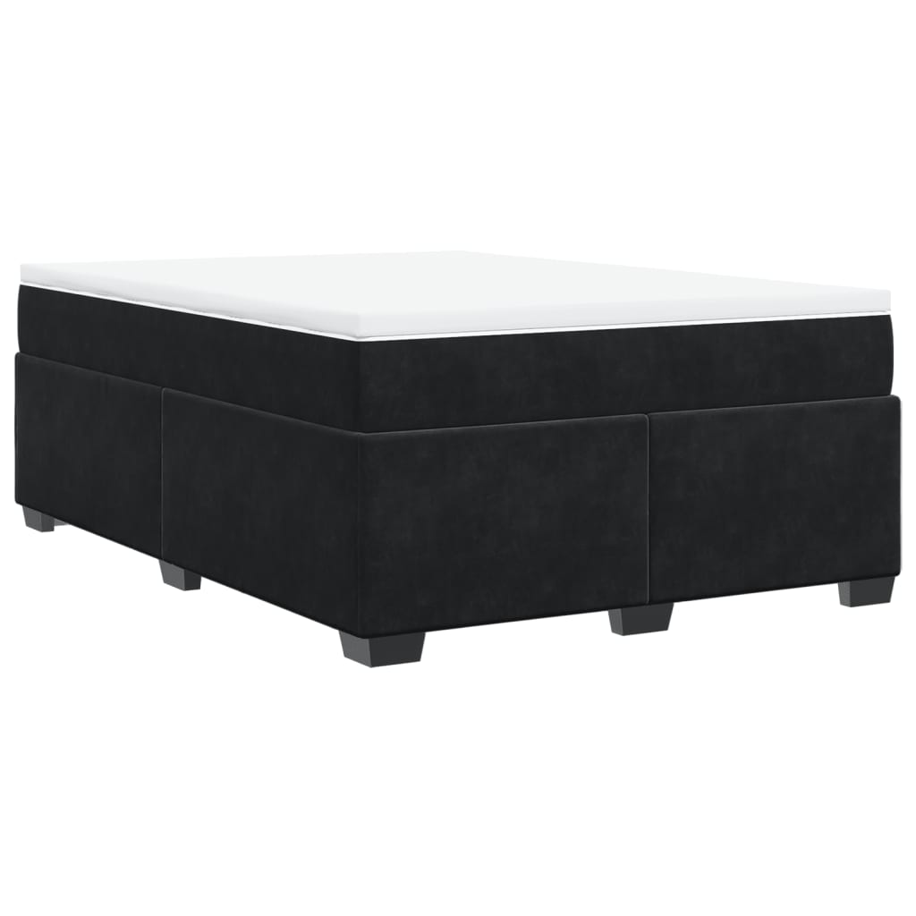 vidaXL Boxspring met matras fluweel zwart 140x190 cm, foto 3