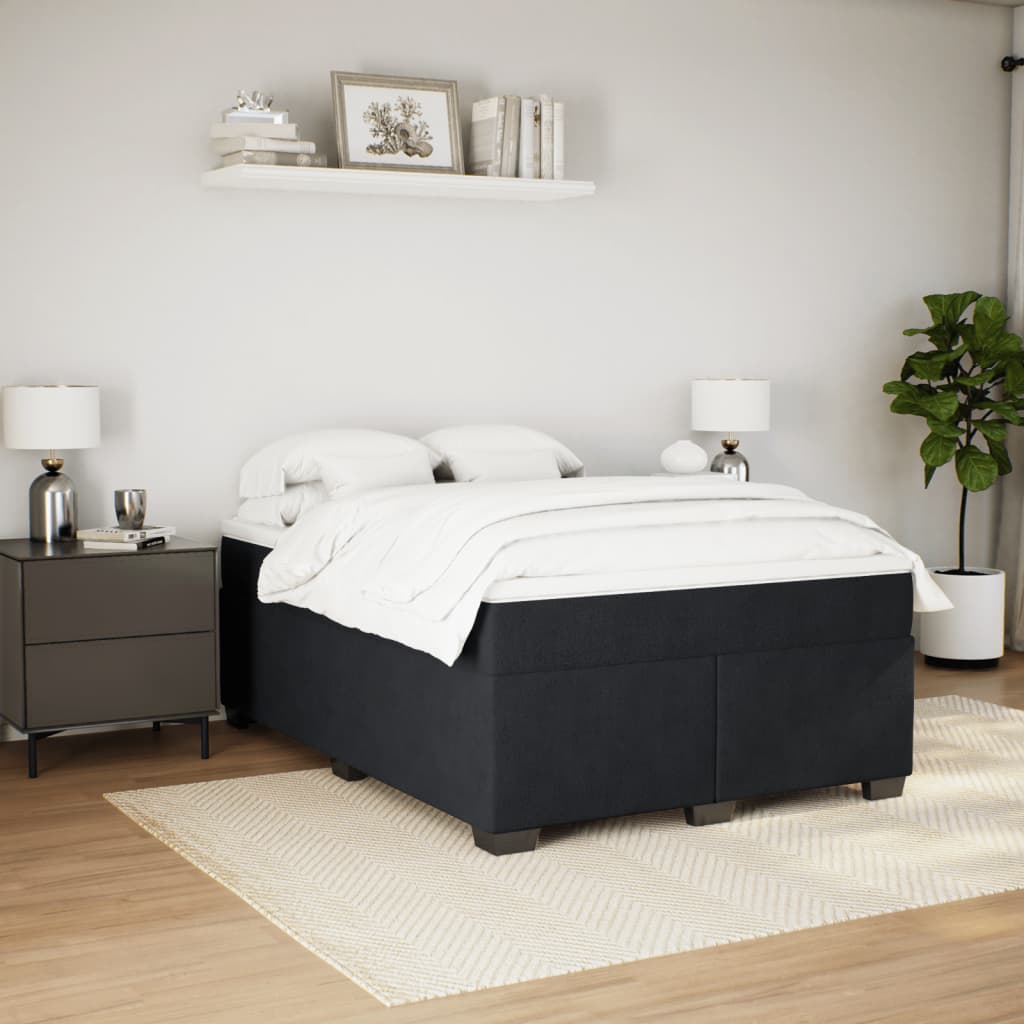 vidaXL Boxspring met matras fluweel zwart 140x190 cm afbeelding