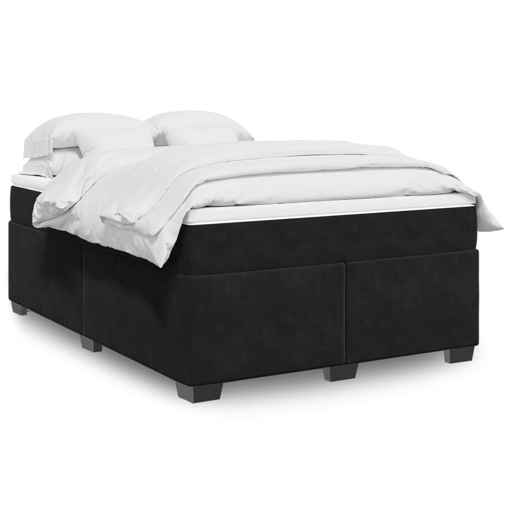 Boxspringbett mit Matratze Schwarz 140×190 cm Samt