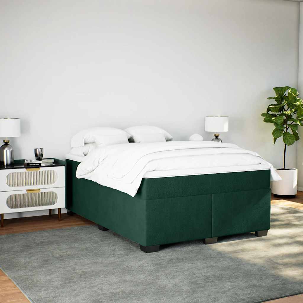 vidaXL Boxspring met matras fluweel donkergroen 140x190 cm groen, foto 2