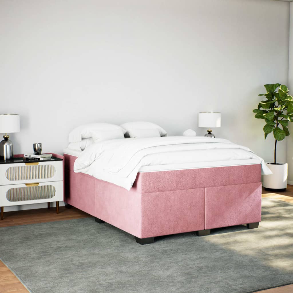 Thumbnail - vidaXL Boxspringbett mit Matratze Rosa 140x190 cm Samt