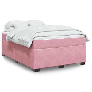 Box spring postel s matrací růžová 140x190 cm samet - obrázek 1