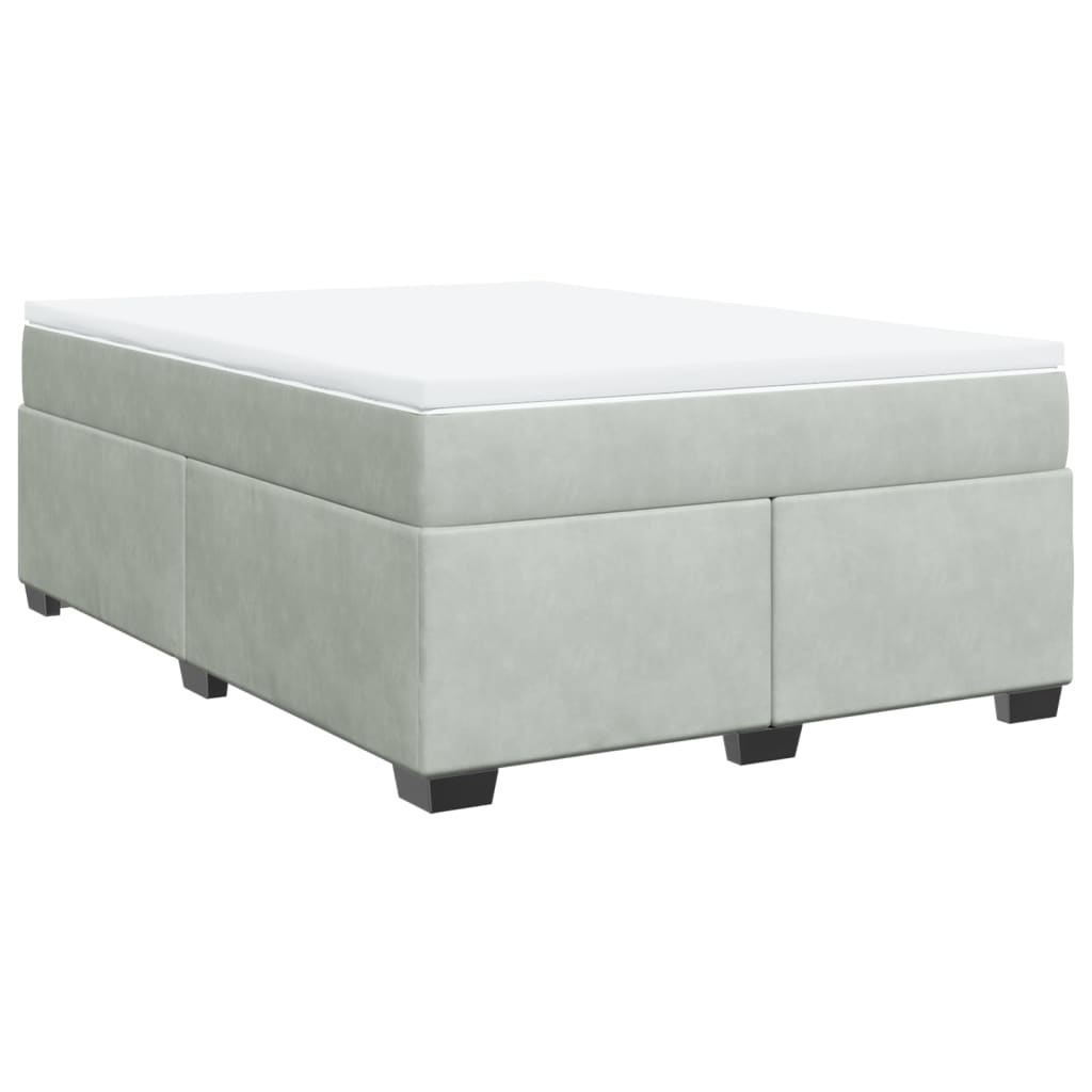 vidaXL Boxspring met matras fluweel lichtgrijs 140x200 cm grijs, foto 3