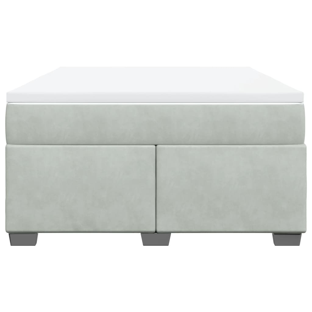vidaXL Boxspring met matras fluweel lichtgrijs 140x200 cm grijs, foto 4