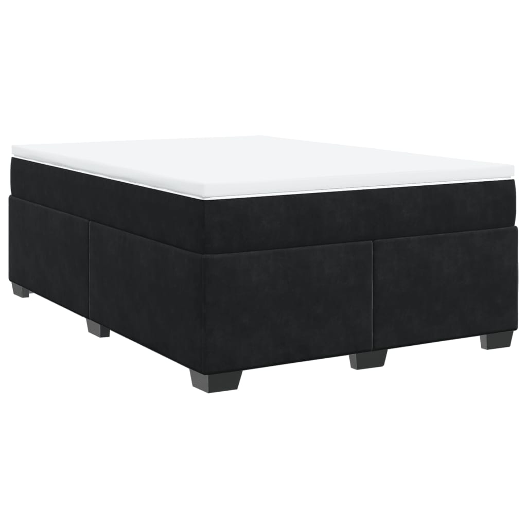 vidaXL Boxspring met matras fluweel zwart 140x200 cm, foto 3