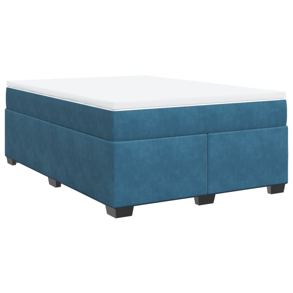 Thumbnail - vidaXL Boxspringbett mit Matratze Dunkelblau 140x200 cm Samt