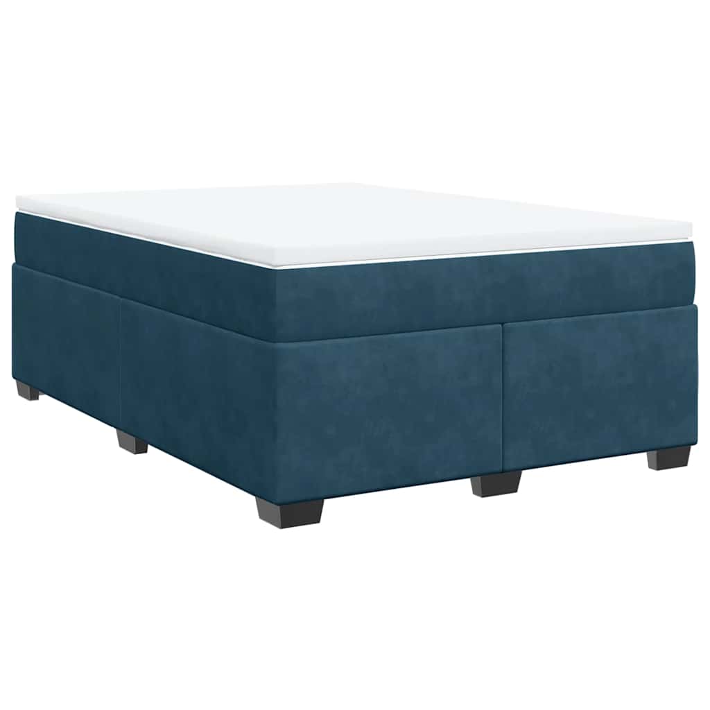 vidaXL Box spring postel s matrací tmavě modrá 140x200 cm samet