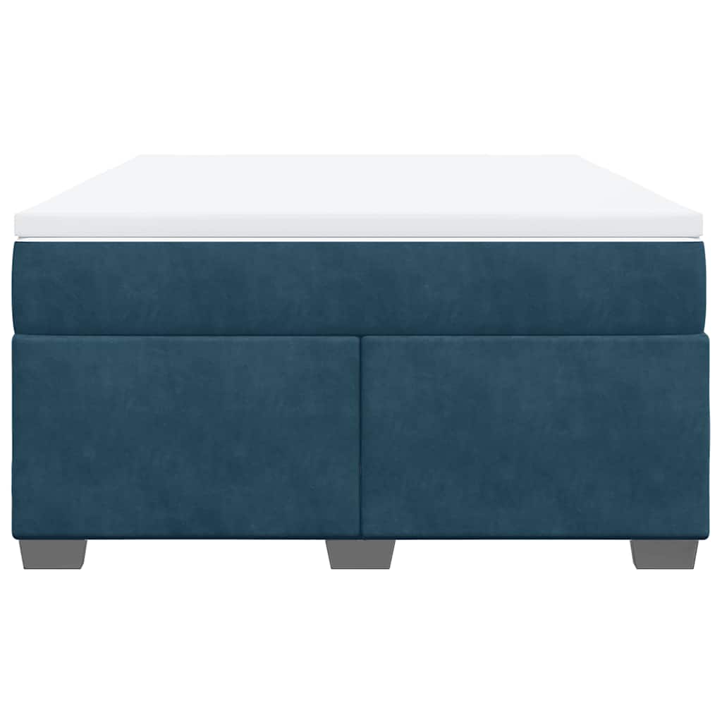 vidaXL Boxspring met matras fluweel donkerblauw 140x200 cm blauw, foto 4