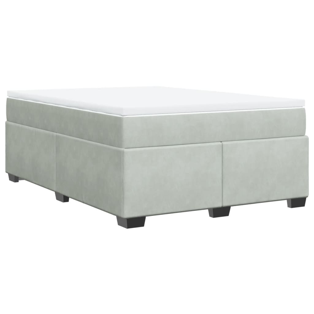 vidaXL Boxspring met matras fluweel lichtgrijs 160x200 cm grijs, foto 3