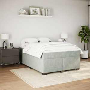 Box spring postel s matrací světle šedá 160x200 cm samet - obrázek 3