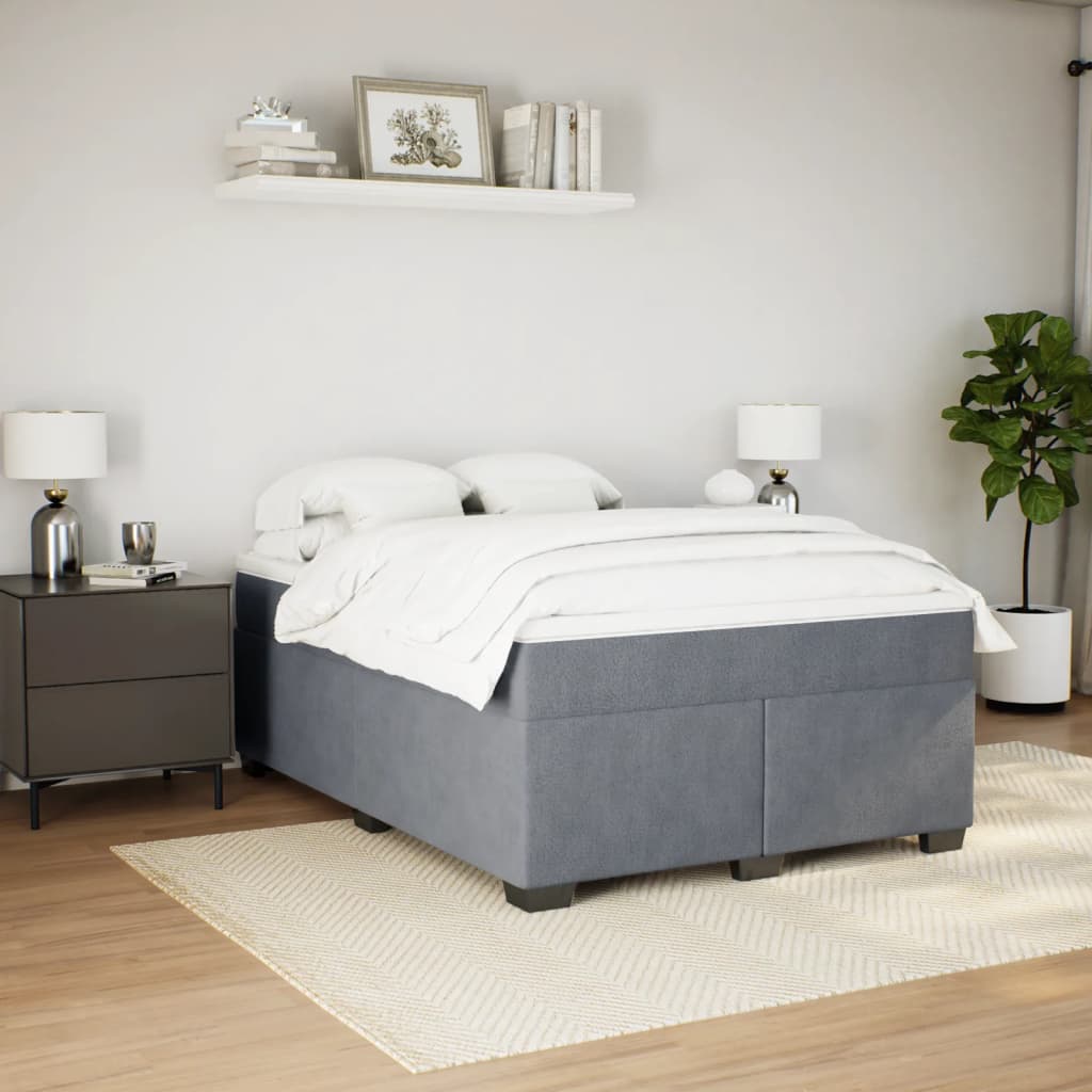 Thumbnail - vidaXL Boxspringbett mit Matratze Dunkelgrau 160x200 cm Samt