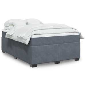 Box spring postel s matrací tmavě šedá 160x200 cm samet - obrázek 1