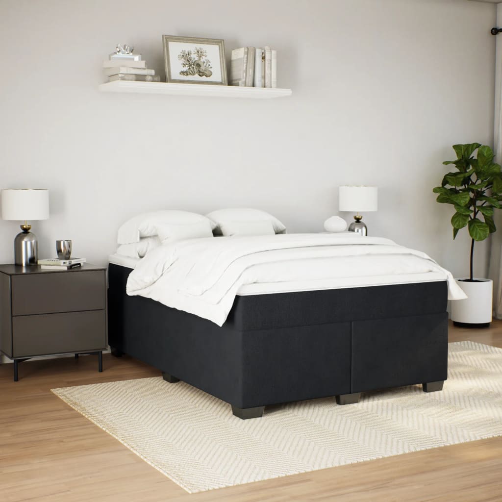 vidaXL Boxspring met matras fluweel zwart 160x200 cm afbeelding